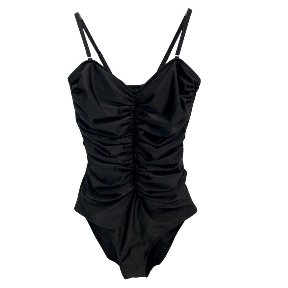 Smismivo Black One-Piece Ruched Swimsuit Size Large NWT